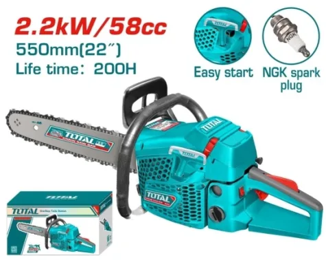 MOTOSIERRA 58CC 2.2KW ESPADA: 22”(550MM) GASOLINERO -