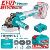 Thumbnail AMOLADORA INALAMBRICA 4 1/2 INDUSTRIAL 42V 1280W INCLUYE DISCOS 2 BATERIAS 2.0 AH Y CARGADOR , MOTOR SIN ESCOBILLAS INDUSTRIAL SUPER TOTAL0